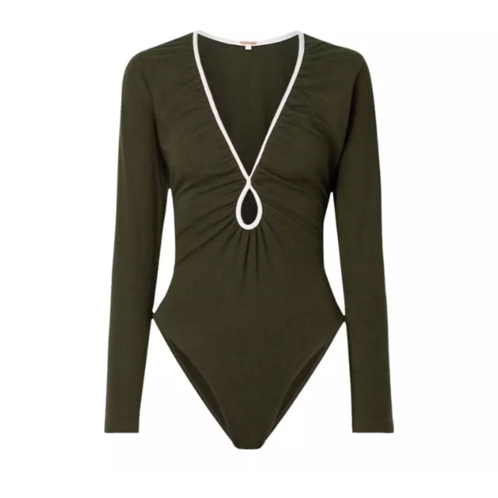 Johanna Ortiz Drops Of The Night Bodysuit In Olive Green Size S